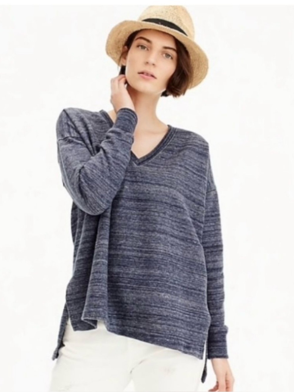 J Crew Blue V-Neck Swearshirt